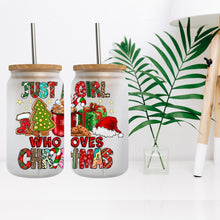 Load image into Gallery viewer, CB161 Just a girl who loves christmas UV DTF Wrap (approx 3.5”x 4”)