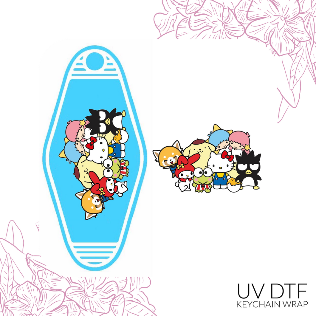 Kitty and Friends Keychain Sized UV DTF Wrap