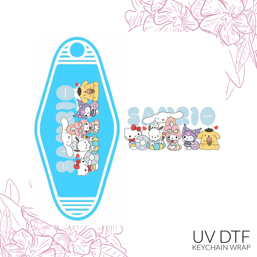 San Kitty and Friends Keychain Sized UV DTF Wrap