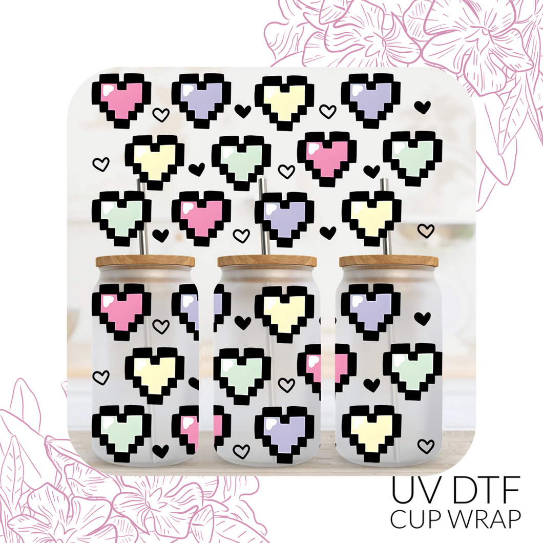 2869 8-Bit Hearts UV DTF Wrap