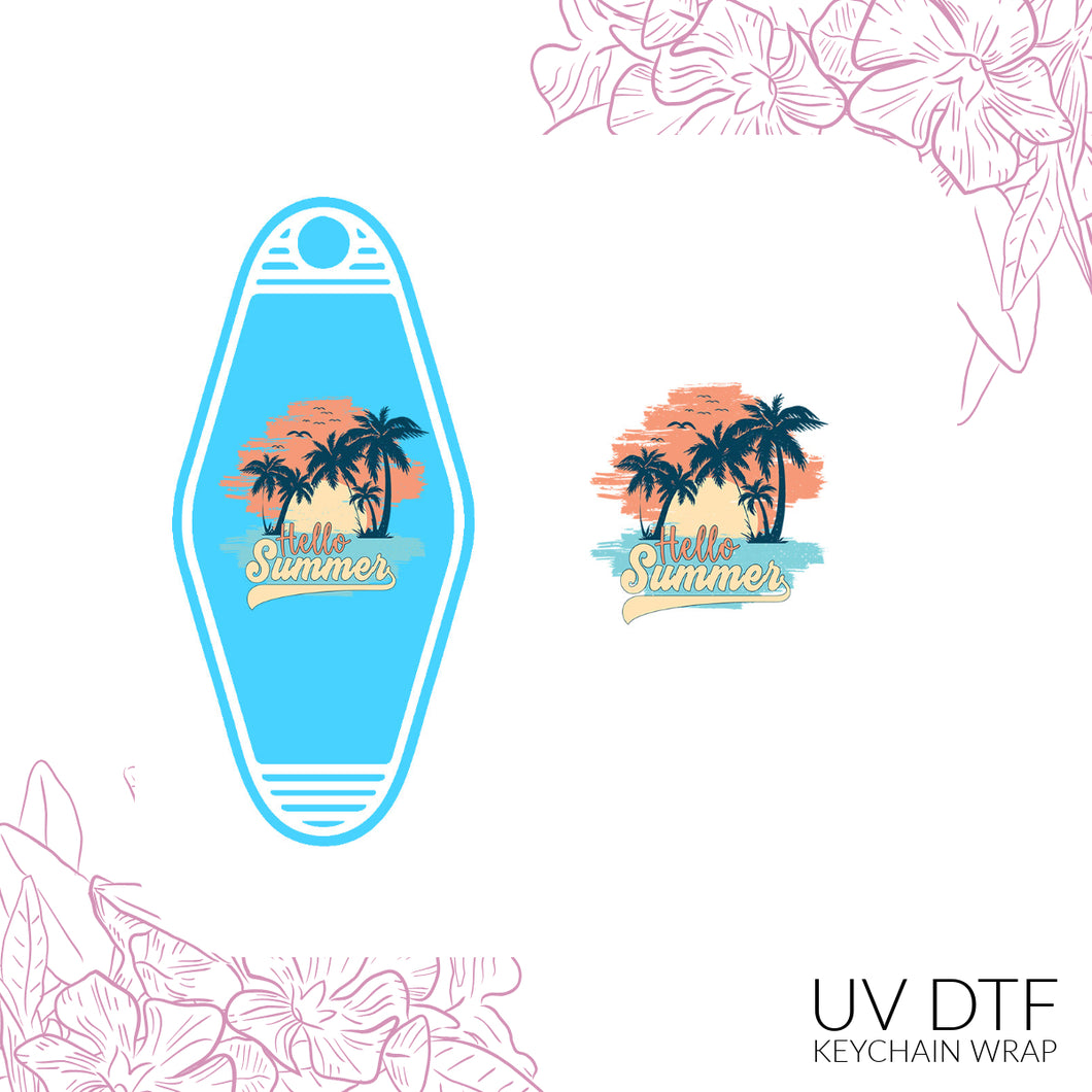 Hello Summer Keychain Sized UV DTF Wrap