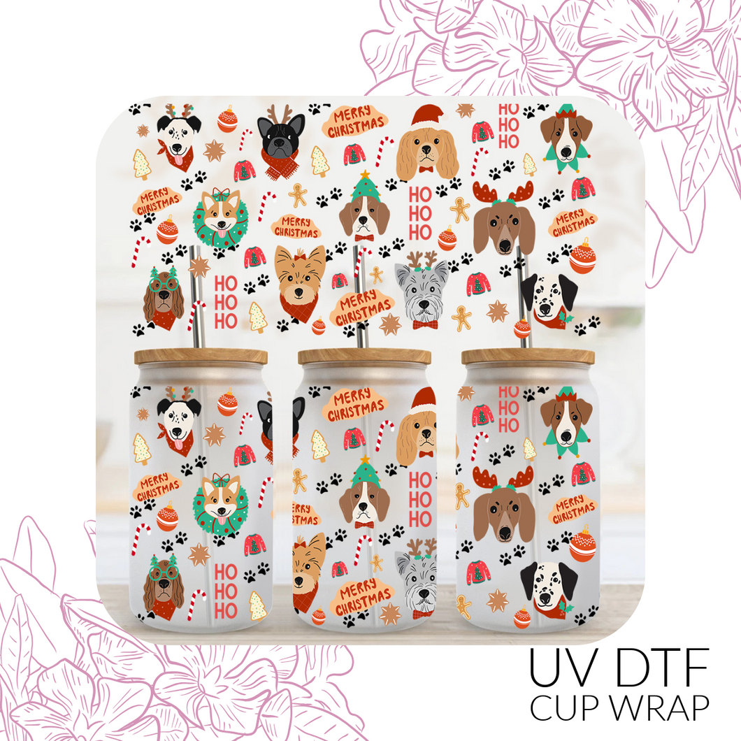 3897 Merry Christmas Pups UV DTF Wrap