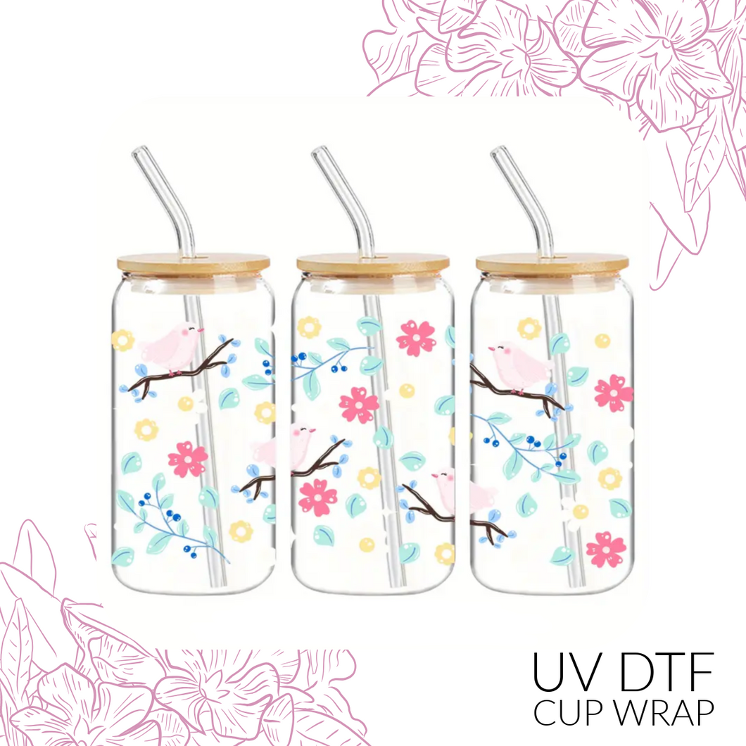T5608 Florals & Birds UV DTF Wrap