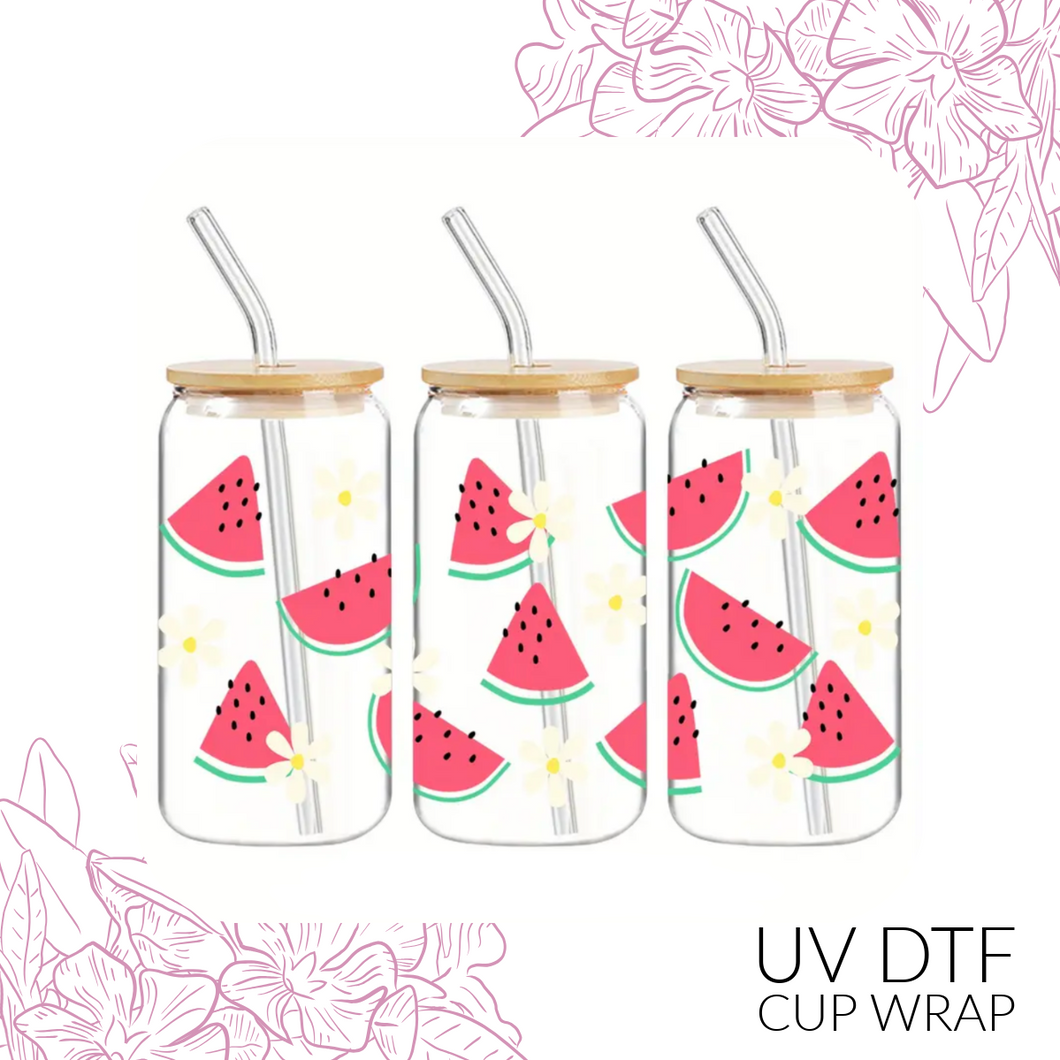 T5602 Watermelon & Flowers UV DTF Wrap