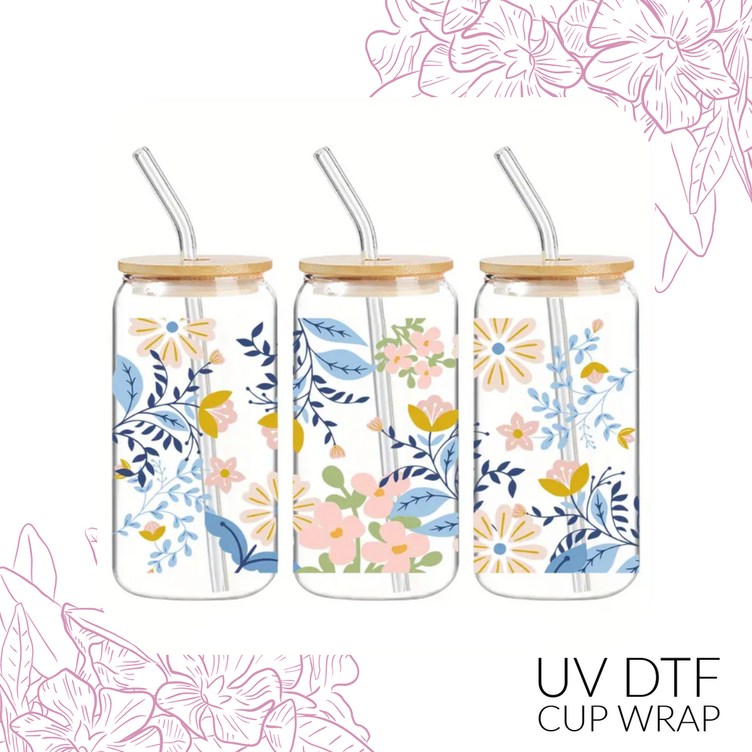 T5610 Blue Florals UV DTF Wrap