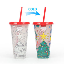 Load image into Gallery viewer, 24oz Christmas Tree Colour Change Plastic Tumbler
