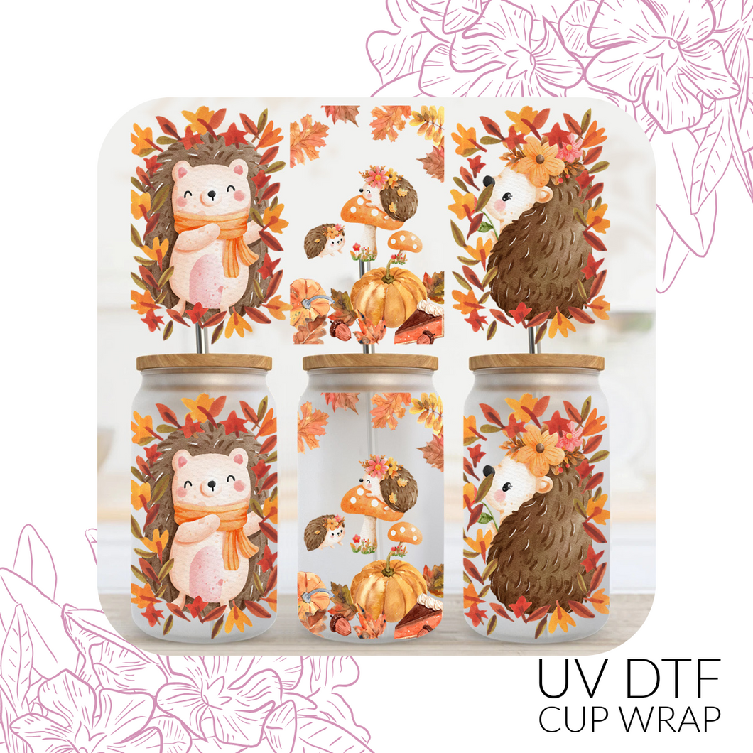 4808 Fall Hedgehogs UV DTF Wrap