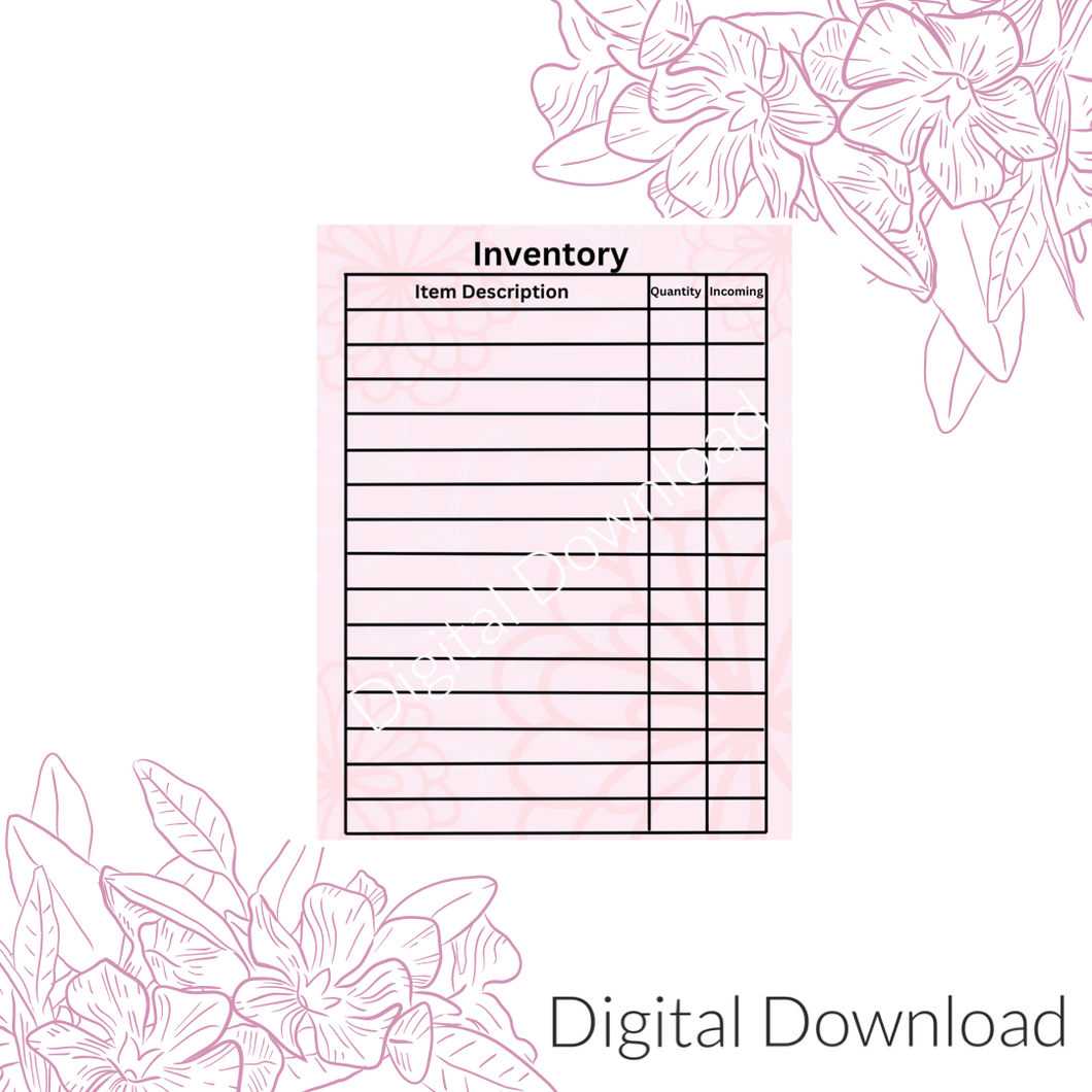 Inventory Tracking Sheet - DIGITAL DOWNLOAD