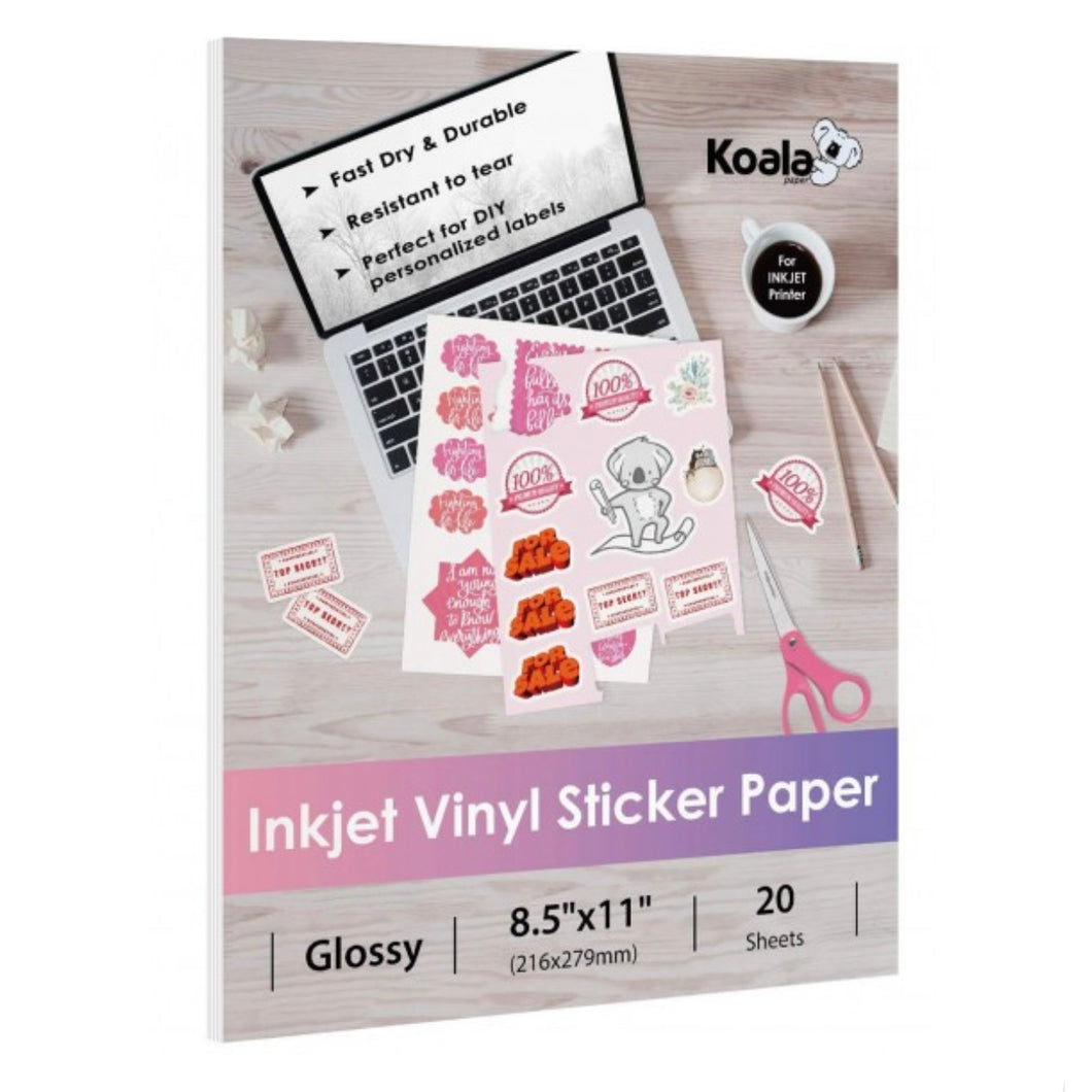 Glossy 8.5” X 11” Inkjet Vinyl Sticker Paper