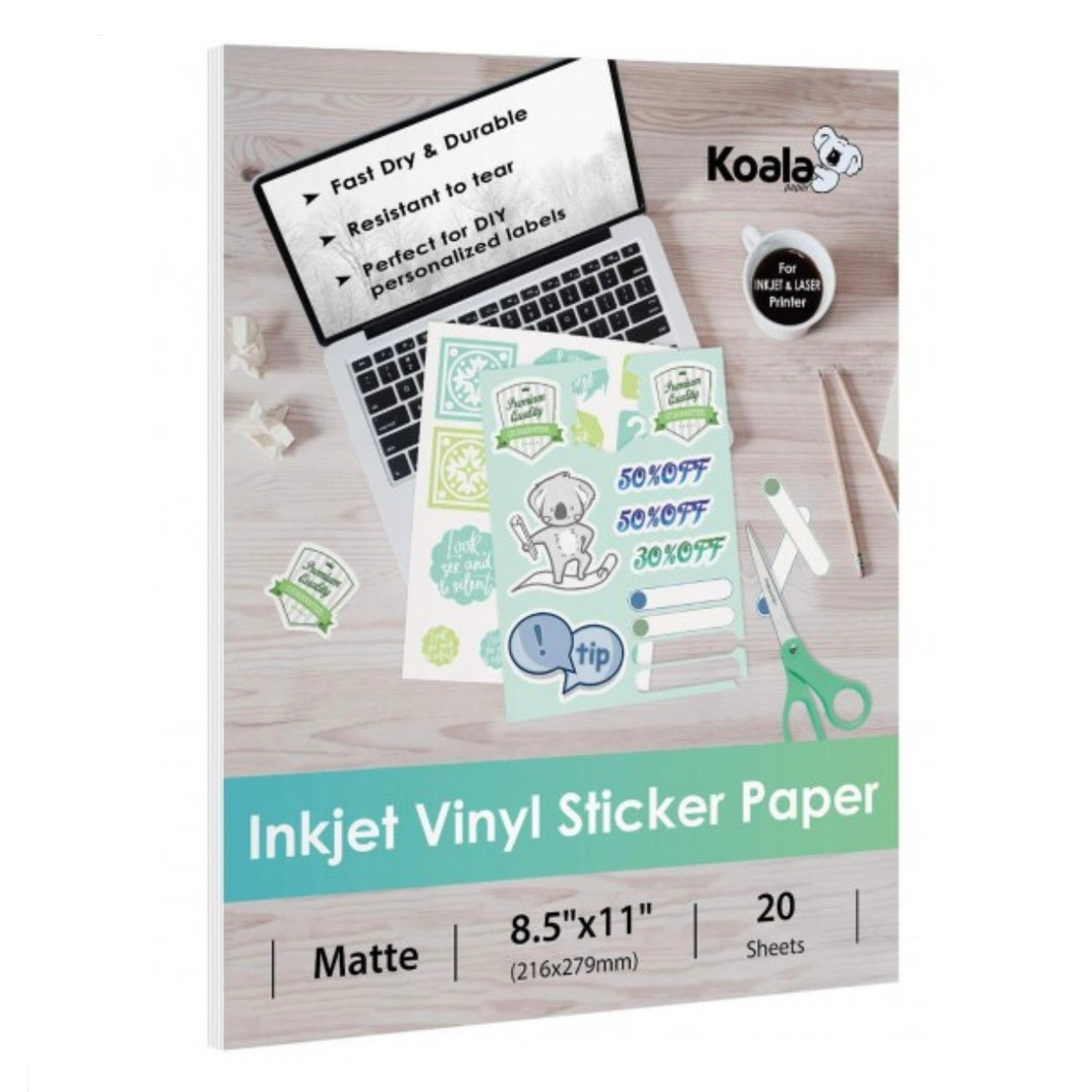 Matte 8.5” X 11” Inkjet Vinyl Sticker Paper