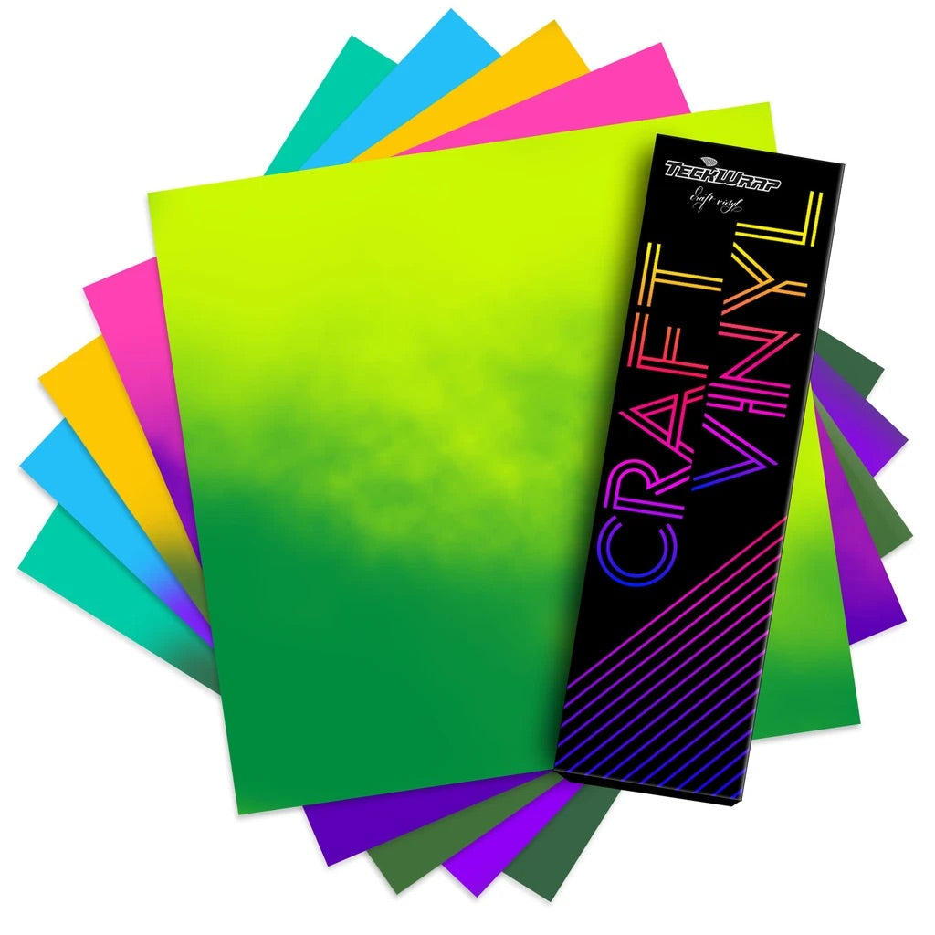 5 Sheet Neon Colour Change Teckwrap Craft Adhesive Vinyl
