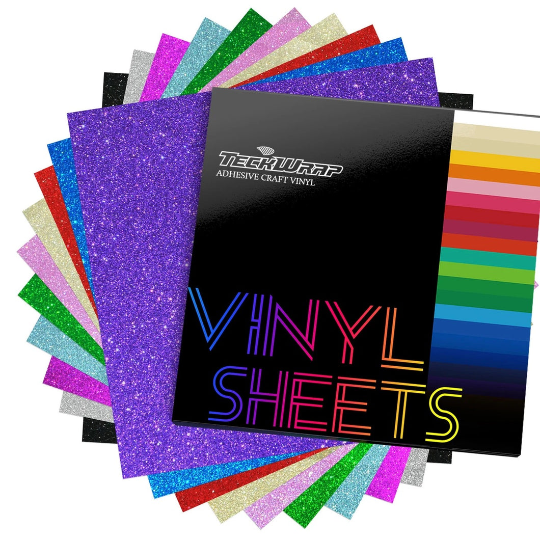 10 Sheet Glitter Teckwrap Craft Adhesive Vinyl